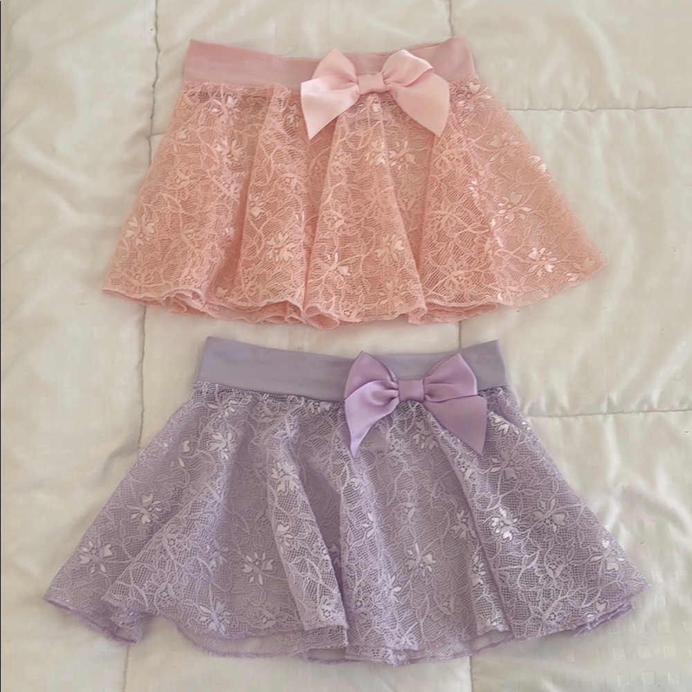 Capezio Pink and Purple Lace Dance Skirts with Bows